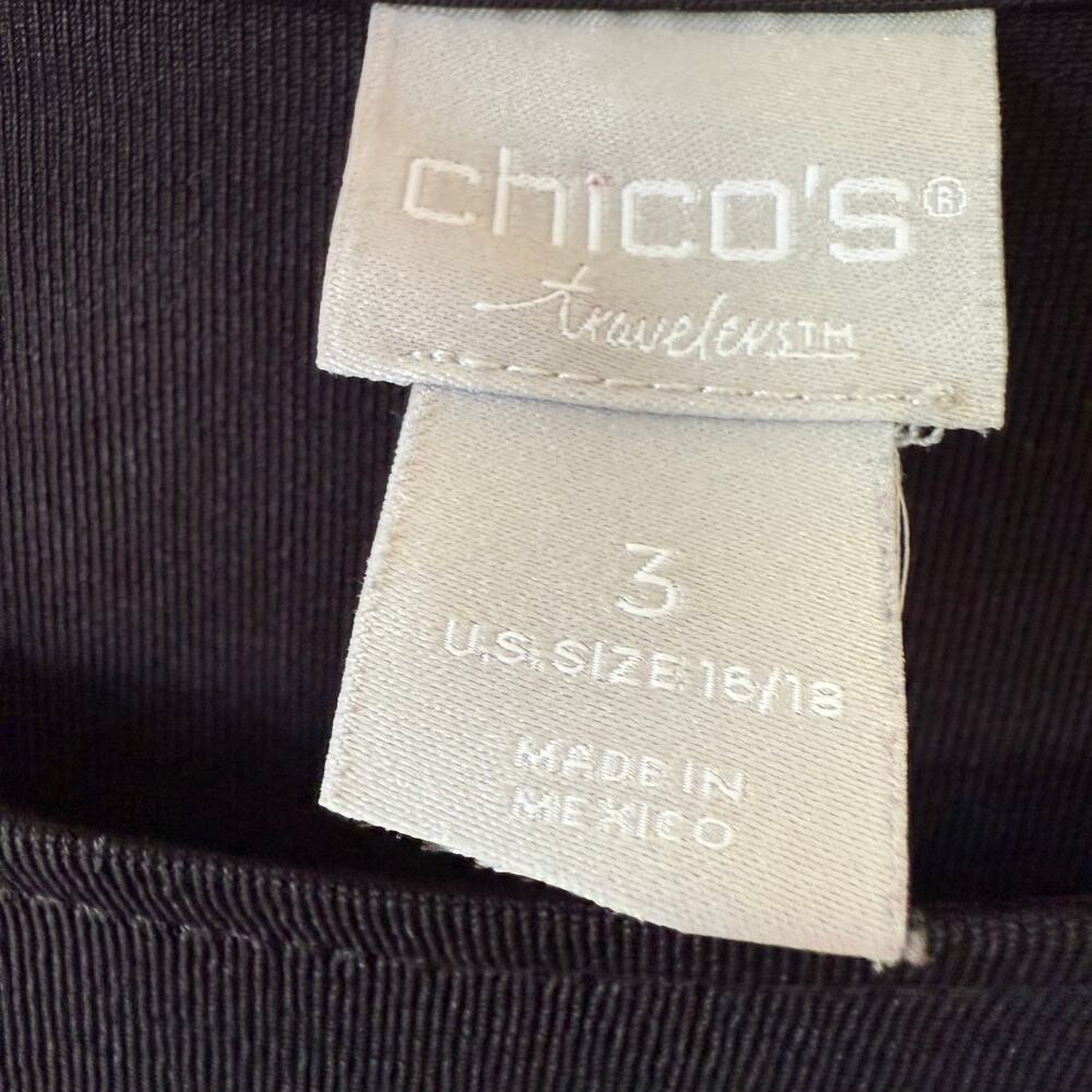 Chico's Travelers black 3/4 sleeves relaxed flowing A-line Size XL - Picture 3 of 7